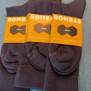 3 Pair Lot Dark Navy Bombas Calf/Crew Dress Men’s Compression Socks, NWT Large.